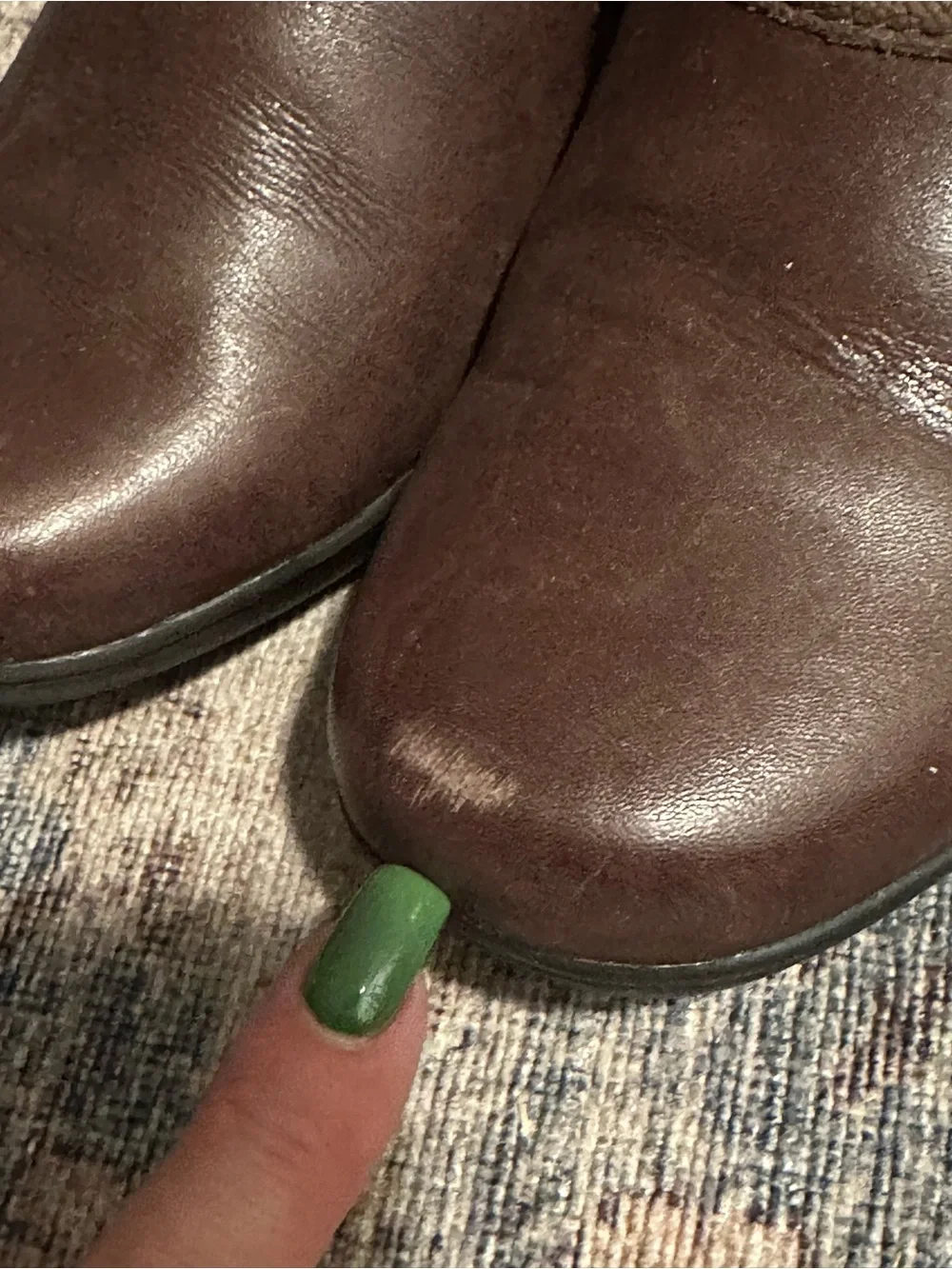 Clarks Brown Leather Ankle Boots Block Heel Side Zip Stitched Detail